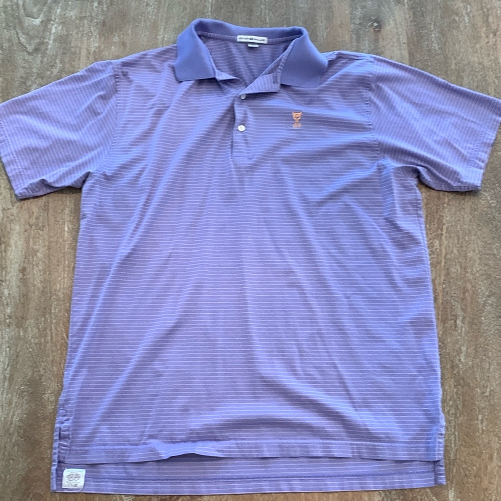 Peter Millar Large Polo in Lavender with Gold Stripes from Rockaway Hunting Club - Picture 2 of 8